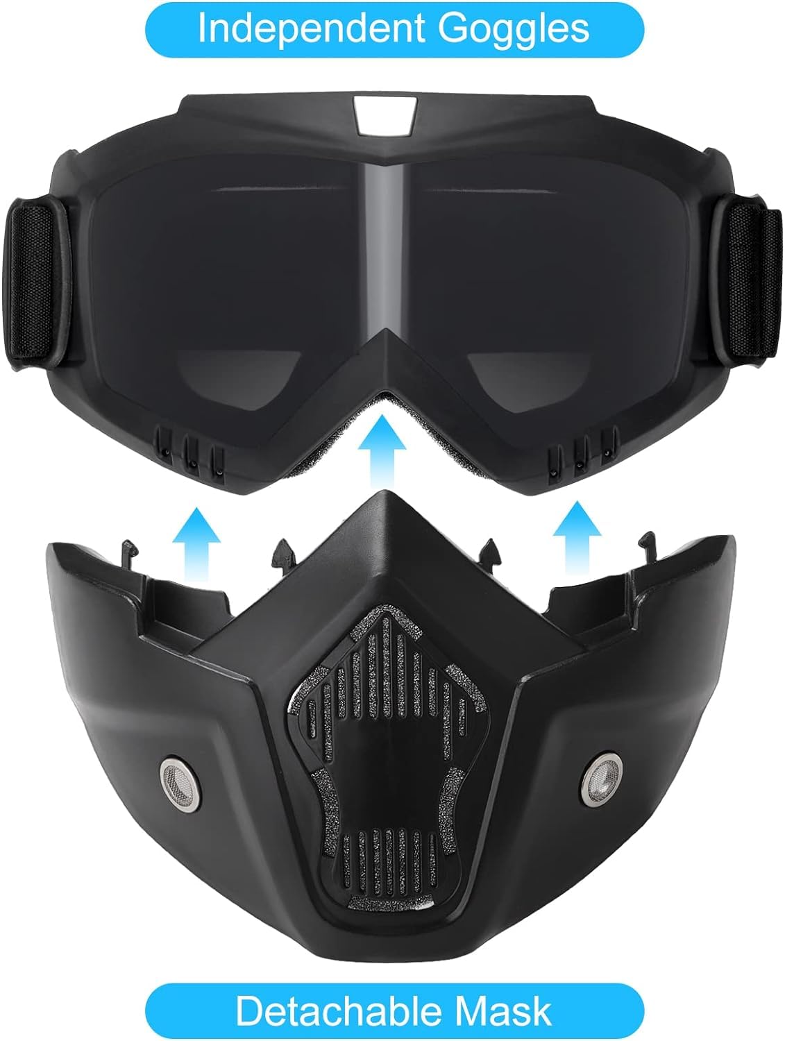 Yuxcnhaw Airsoft Helmet + Full Face Mask with NVG Fixtures and Side Rails, Medium, Black, Unisex Adults, Outdoor Activities, Tactical Streamlined