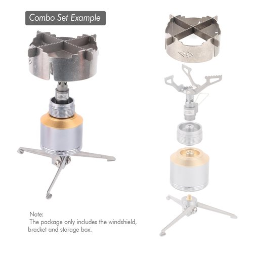 BRS 3000T Stove Windscreen Titanium Camp Stove Windshield with Storage Box for Outdoor Camping Ultralight (Grey-with stand)