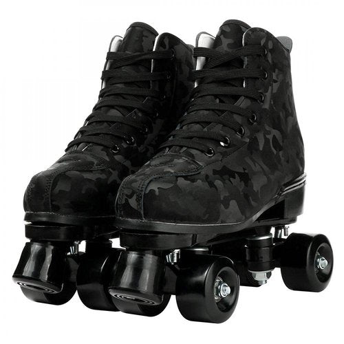 Womens Roller Skates Classic High-top Roller Skates Four-Wheel Roller Skates Shiny Camouflage Roller Skates for Adult Youth Boys Girls Outdoor with Shoes Bag (Black camo,40-US:8.5)