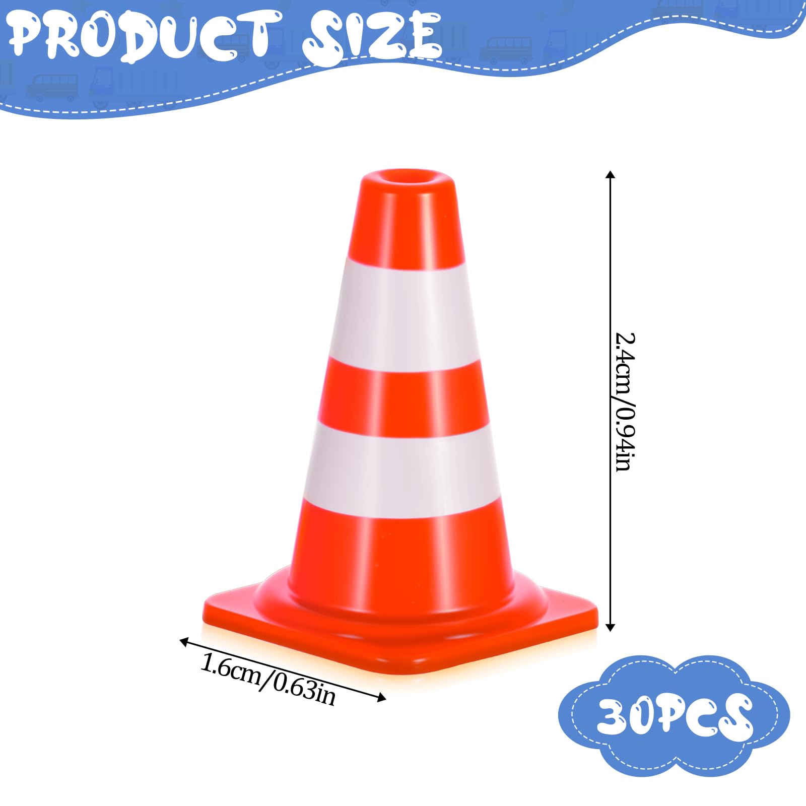 30 PCS Mini Traffic Cones, 1" Mini Construction Cones, Small Orange Cone Roadblock Signs, Orange Traffic Caution Signs for Sports Training Micro Landscape Sand Table