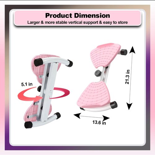 Strenvo Waist Twister Machine for Home Workout (Pink) with 5 pcs Resistance Bnads Set