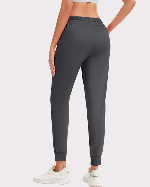 Rolimaka 4 Pack Women's Jogger with Pockets Lightweight Sweatpants Quick Dry Yoga Lounge Pants for Travel Workout Gym Running Set A Black Gray Pink S