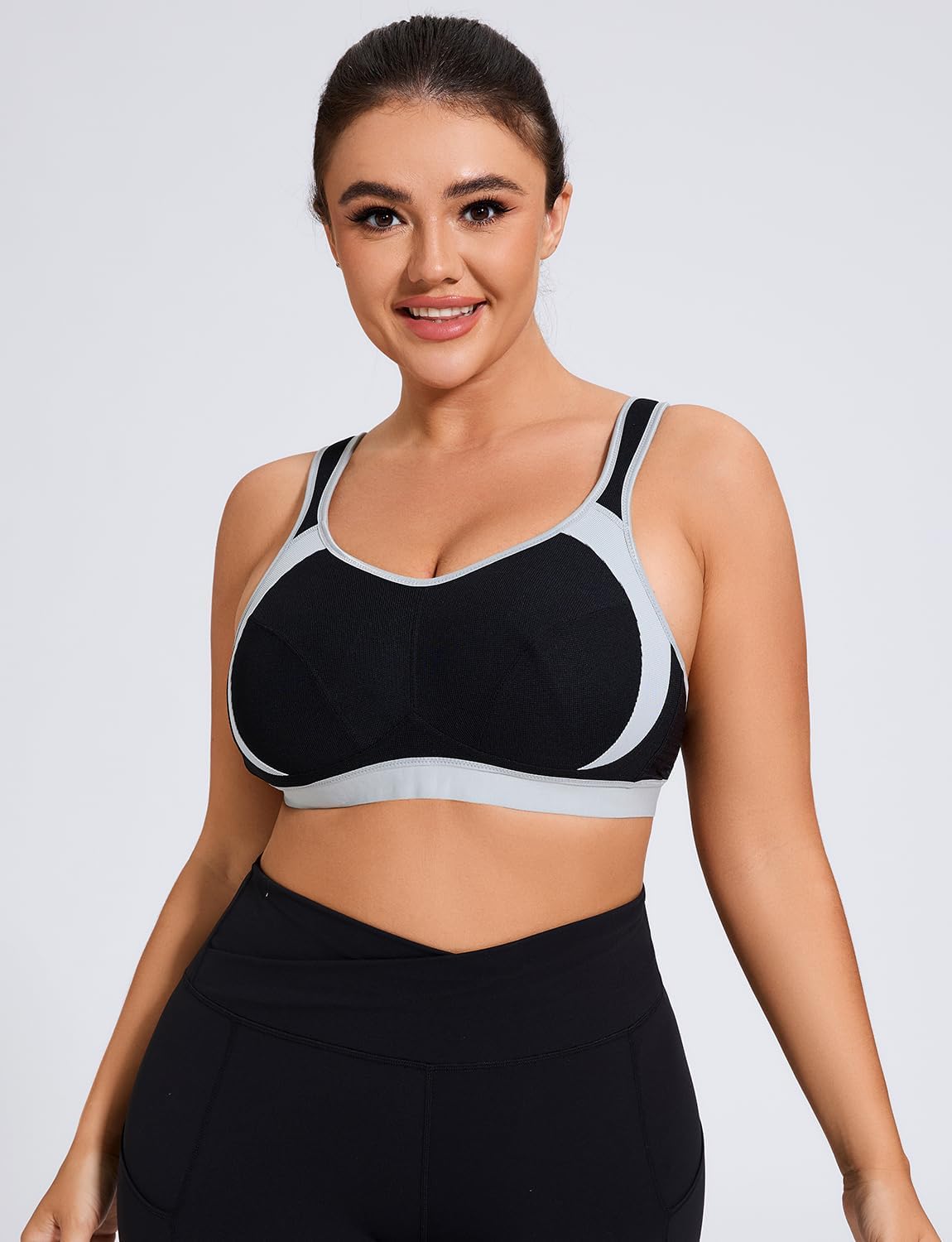 Skiennix Women's High Impact Support Sports Bra - Wirefree Bounce Control | Plus Size Comfort