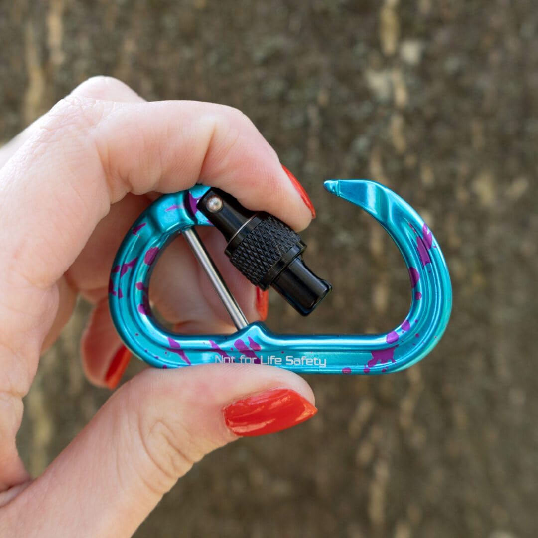 Omega Pacific Micro Raider Captive Aluminum Keylock Screw-Lok - Our Top Carabiner has Been Scaled Down to Create The Ultimate Accessory Connector (Blue Crush)