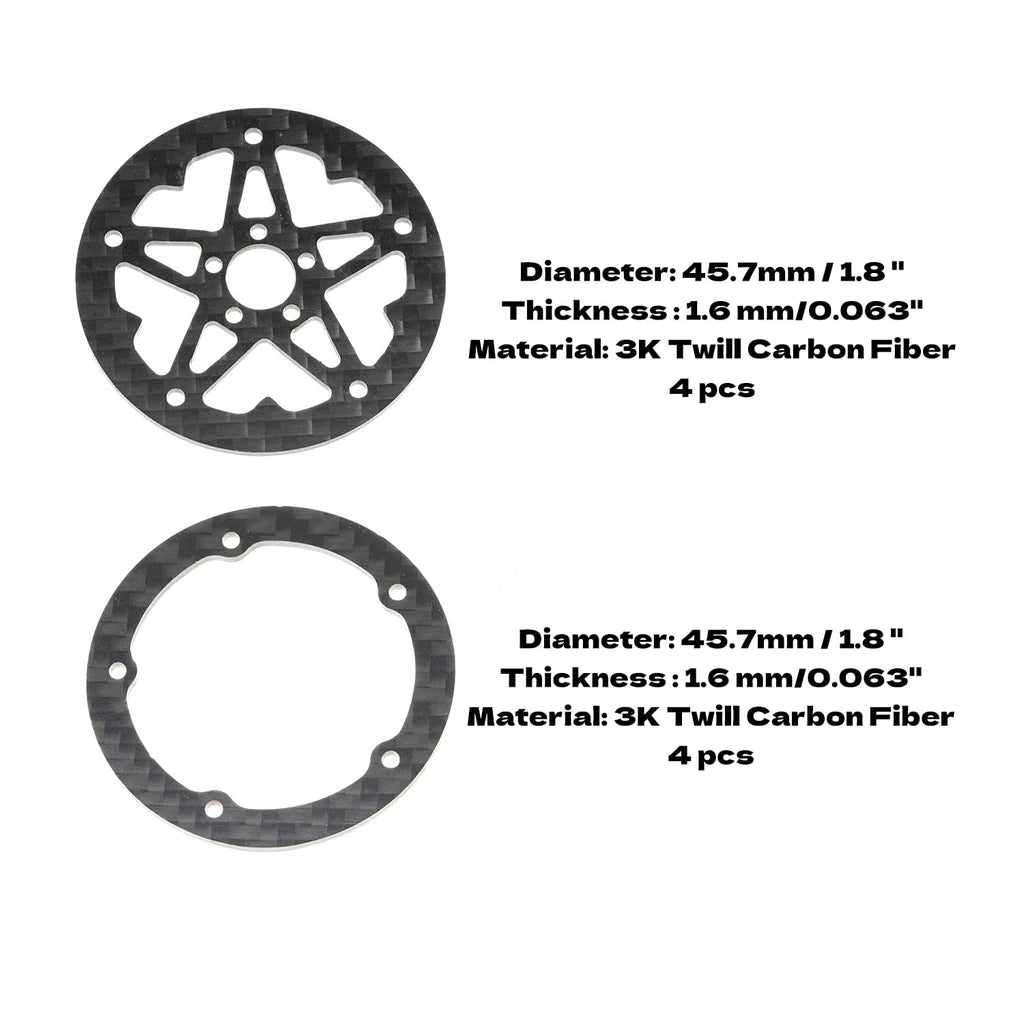 RampCrab 1.8" (46mm) Super Wheels, Carbon fibre Beadlock Wheels, fit for SCX24, TRX4M, FCX24, CR18P, Style E