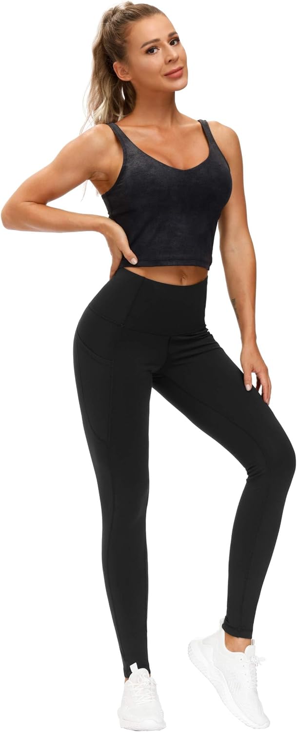 The Gym People | Thick High Waist Yoga Pants - Tummy Control with Pockets for Women