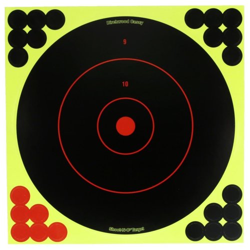 Birchwood Casey Shoot-N-C Bullseye Dispenser Targets | Always Flat Adhesive Back Shooting Training Reactive Targets with Pasters, 12" - Pack of 12