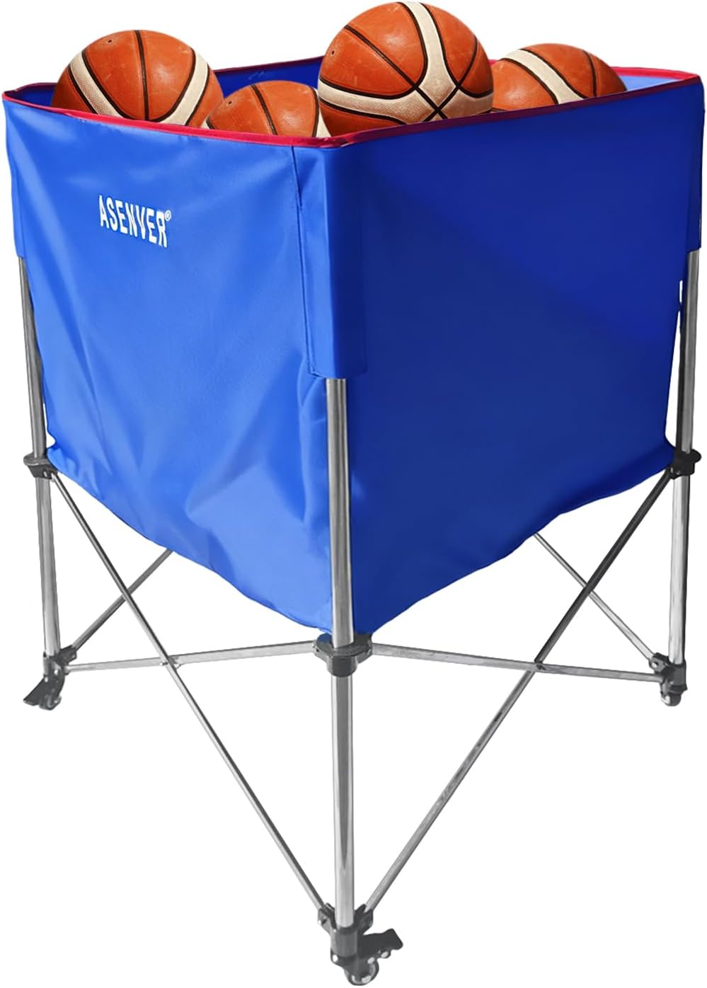 Skiennix Large Capacity Basketball Collecting Cart - Portable Volleyball Hopper with Lockable Wheels
