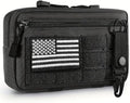 MOLLE Tactical Admin Pouch - Laser Cut Utility Bag with US Flag Patch & Keychain for Gear Organization