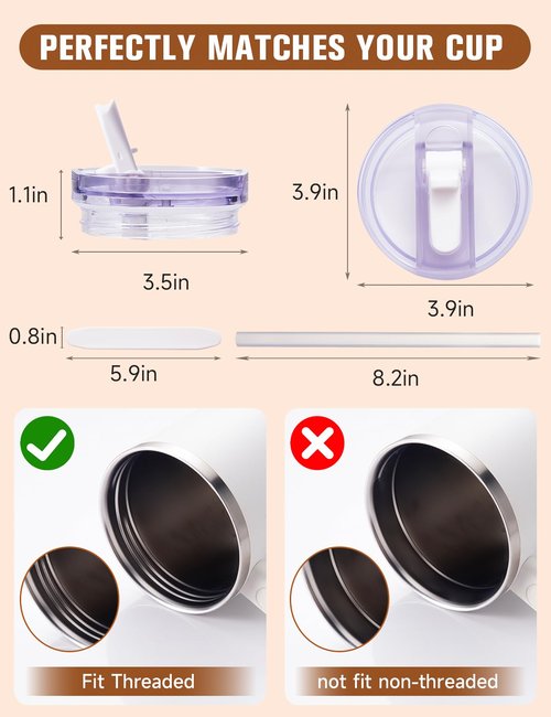 2 Pack Detachable ProTour Lid with Stanley, for Stanley Lids 40 oz Leakproof, 40oz Flip Straw Lid for Stanley, for Stanley No Spill 40 oz Tumbler Lids, Cup Accessories for Stanley (Clear and white)