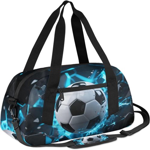 Exploding Soccer Duffel Bag for Kids Overnighter Small Duffle Bags for Boys & Girls, Sleepovers and Travel Duffel Bag for Kids, Carry-On Size & Ideal for School Practice or Sport Gym Bags