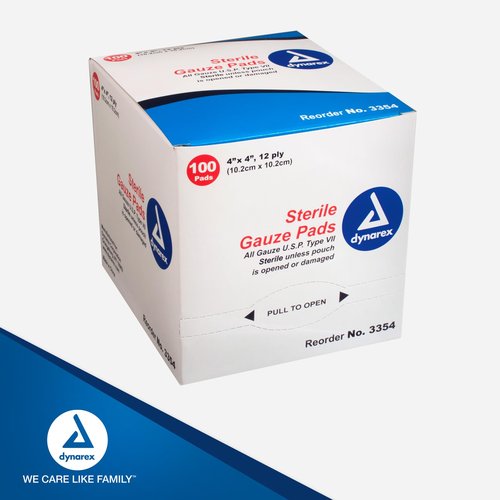 Dynarex 12-Ply Gauze Sponge Sterile 4 x 4 1 Box(ES) 100 per Box