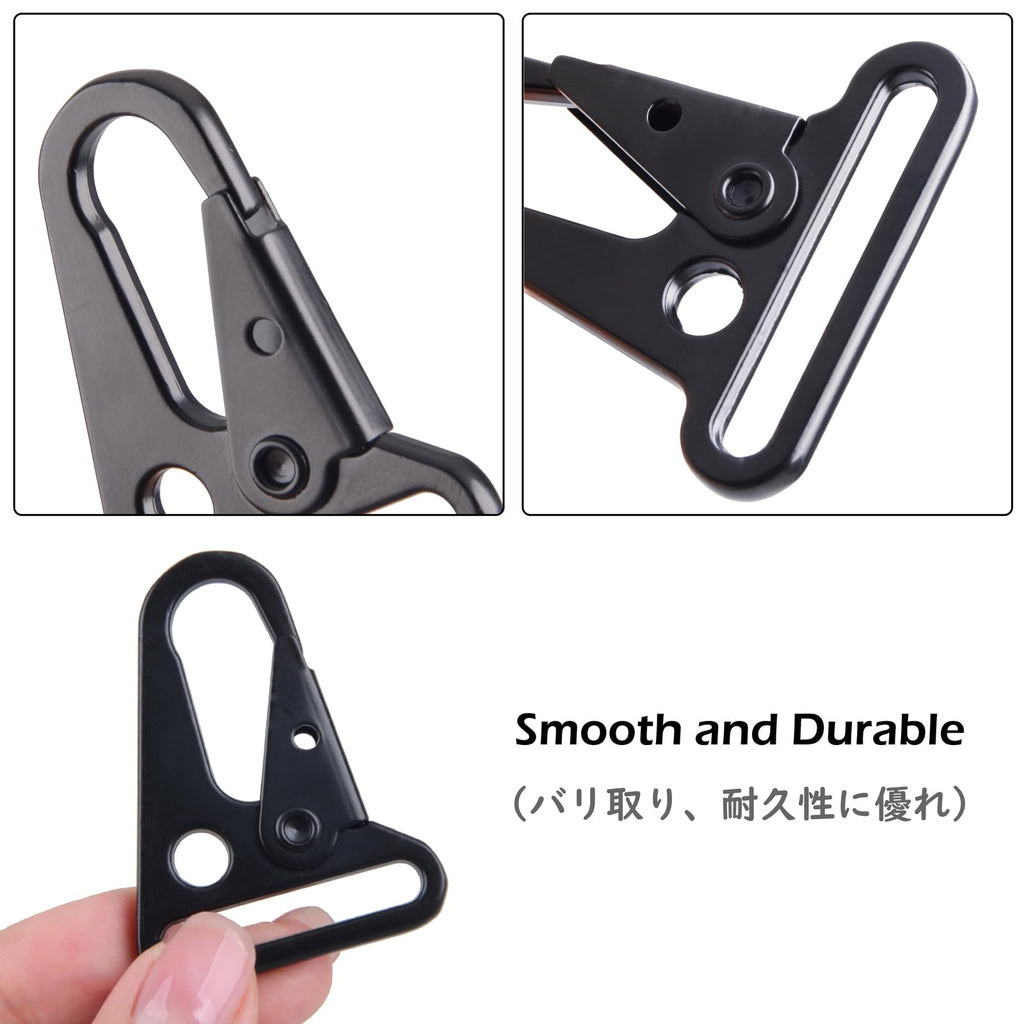 TRIWONDER Enlarged Mouth Clips HK Hook Heavy Duty Snap Hooks Sling Clips for Paracord Outdoors Bag Backpack (1" Black (12-Pack))