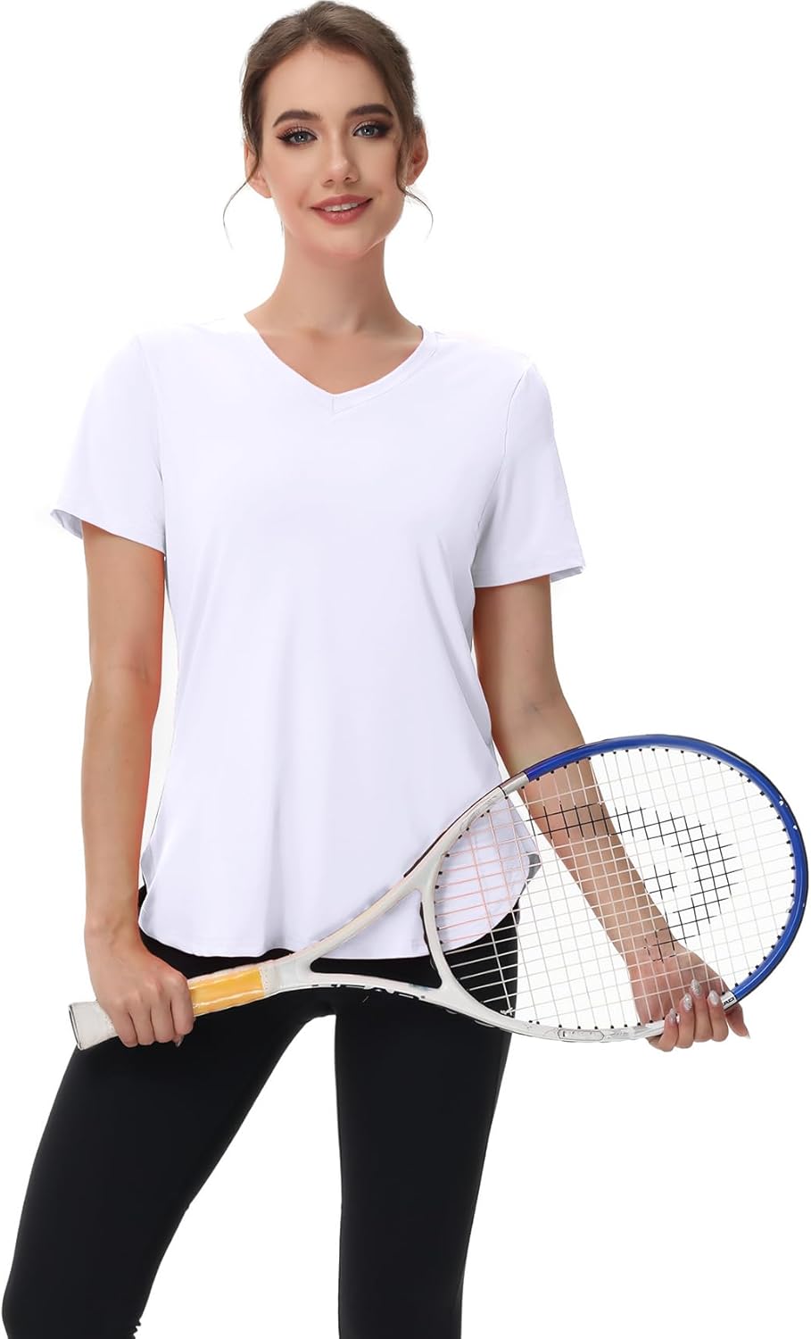 Skiennix Women's Workout Tops - Moisture-Wicking V-Neck Athletic Tee for Yoga & Gym | Short Sleeve