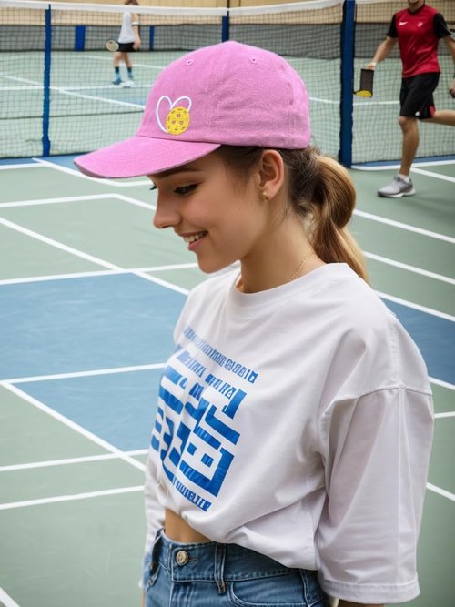 MINYJHZ Pickleball Hat, Pickleball Gifts with Box, Adjustable Embroidered Heart Baseball Cap for Women Men Pink