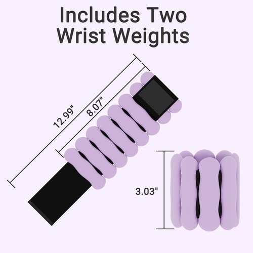 JORICY Wrist Weights Adjustable Ankle Weights for Women Men 1lb*2 Silicone Arm & Leg Weighted Bracelet for Yoga Pilates Running Walking Swimming Physical Therapy Strength Training Purple