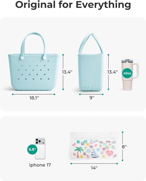 BAGSMART Large Waterproof Beach Bag - Stylish Tote with Cooler & Charms for Pool Days
