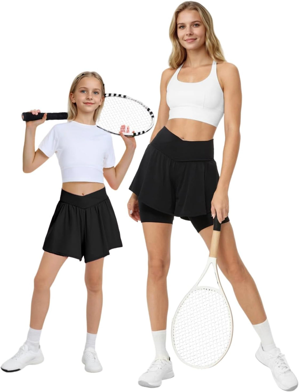 Skiennix Mommy and Me Butterfly Shorts - Crossover Athletic Design for Girls, Size Medium (13-14 Years)