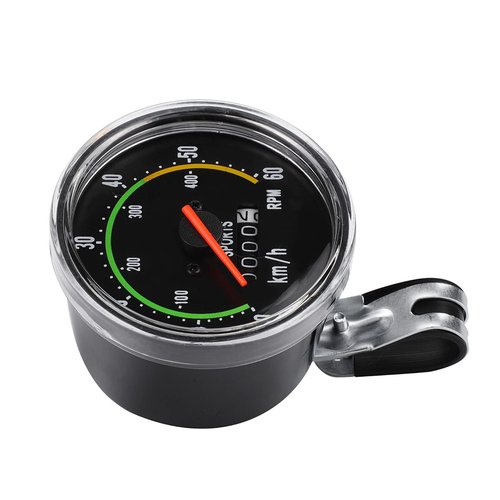 HilBeliFU Analog Bike Speedometer, Mechanical Bike Odometer, Aluminum Alloy Bicycle Odometer with 80cm Cable for 26in, 27.5in, 28in, 29in Outdoor Cycling Tricycle, 4.3x3.1x3.1in