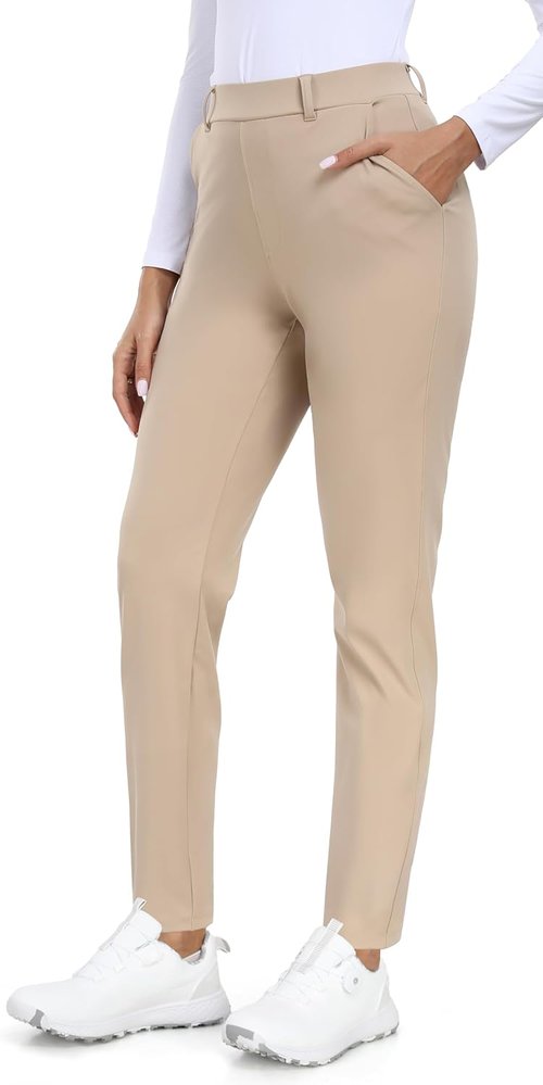 IUGA Stretchy Work Pants - Women's 7/8 Ankle Golf Pants | Pull-On Business Casual with Pockets