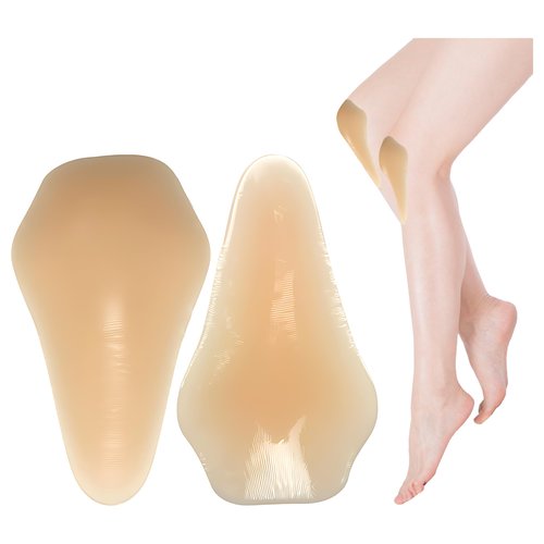 goduog Silicone Knee Pads,Adhesive Knee Brace KneePad for Skiing Skating,Snowboarding,Ateboarding,Roller Skating,Rollerblading,Dancing,Unisex,Skin,L