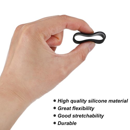 10 PCS Black Tennis Racket Handle Rubber Ring, Tennis Racket Silicone Racquet Grip Ring Racket Grip Bands Rubber Ring, Absorbent Overgrip in Place for Badminton Squash Baseball Racquetball Bat Handle