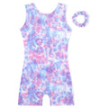 HOZIY Tie Dye Leotards for Toddler Girls Gymnastics 3t 4t Purple Pink Blue White Non Sparkly Tumbling Outfit Biketard Dance Clothes with Scrunchies