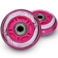 Xino Sports Inline Skates Replacement Wheels - LED Illuminating Lights, Durable and Long-Lasting, ABEC-7 Bearings Included, Pack of 2, 70 mm (Fuchsia)