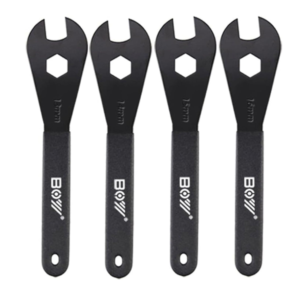 XIAOCUNCN 2MM Thick Low-Profile Bicycle Spanner, Bike Cone Wrench Set Tool, Durable Multi-Function, Carbon Steel, (13-19mm) Bicycle Wheel Hub Axle Nut Install Remover (4 pieces (13,14,15,16))