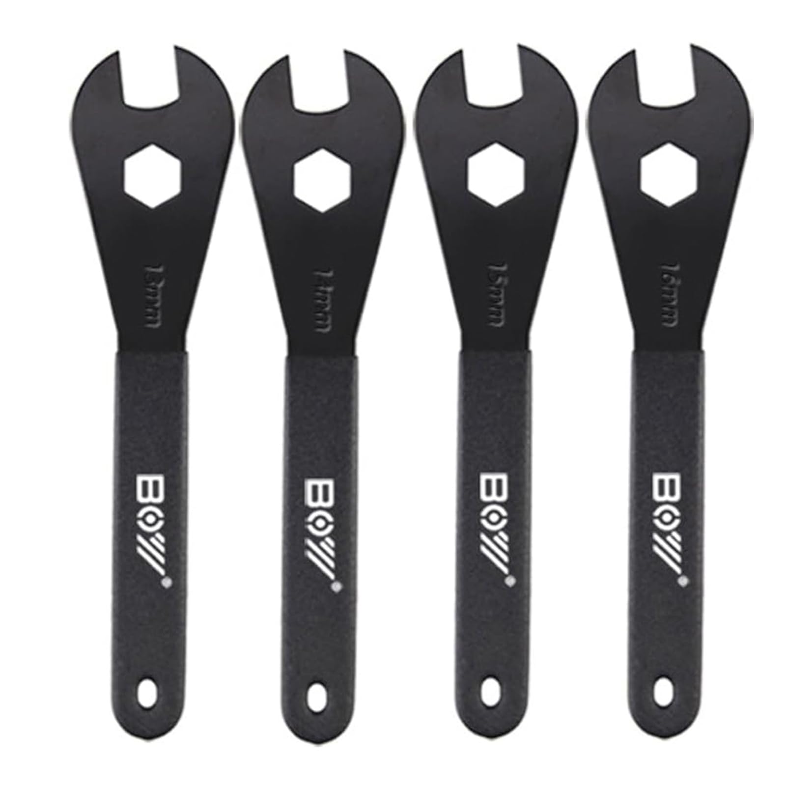 XIAOCUNCN 2MM Thick Low-Profile Bicycle Spanner, Bike Cone Wrench Set Tool, Durable Multi-Function, Carbon Steel, (13-19mm) Bicycle Wheel Hub Axle Nut Install Remover (4 pieces (13,14,15,16))