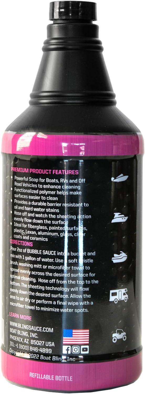 Bubble Sauce Advanced Sheeting Boat & RV Soap - Ideal for Fiberglass, Painted Surfaces & More | 32 oz.