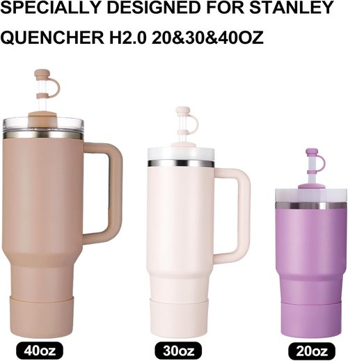 HYZ Silicone Spill Proof Stopper Set - 8 Piece Accessories for Stanley H2.0 Tumblers | Almond Rose