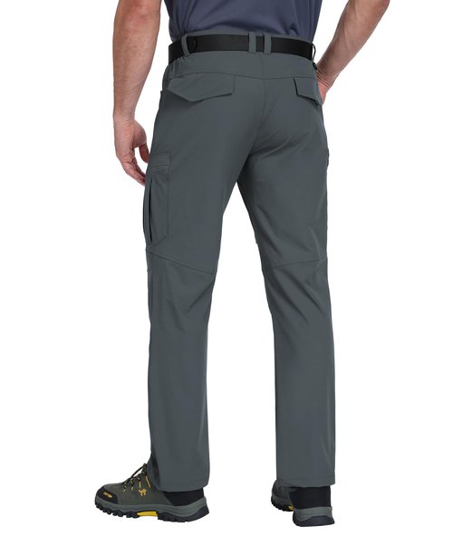 Zoofly Mens Stretch Cargo Pants Relaxed Fit Water Proof Travel Pants for Men Nylon Fishing Pants Flexible Tactical Pant Comfy Medium Grey 36W*30L