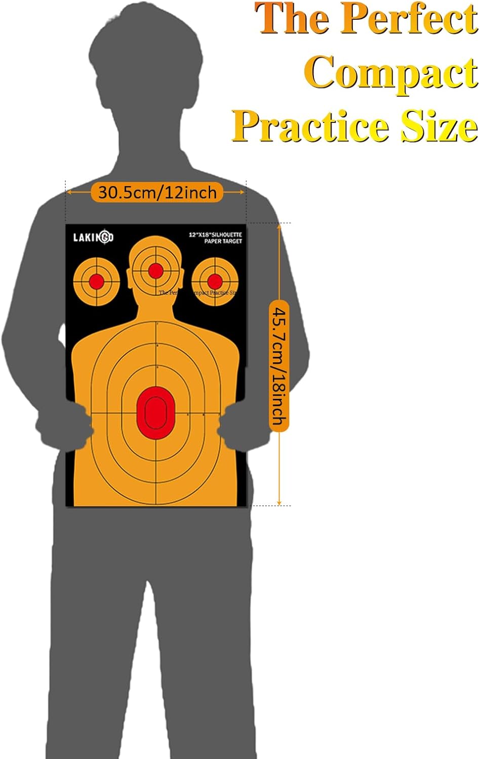 **LAKINGO High-Visibility Shooting Targets - 12x18 Inch Silhouette for Pistol, Rifle & Airgun**
