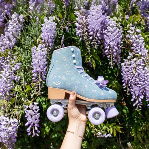 High-Top Quad Roller Skates for Girls and Women - Floral Field Variation, Size 9 Women / 8 Men