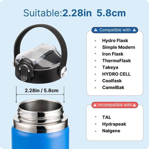 Hydro Flask Auto Flip Straw Lid - Replacement Lid with Soft Spout for 12-64 oz Bottles