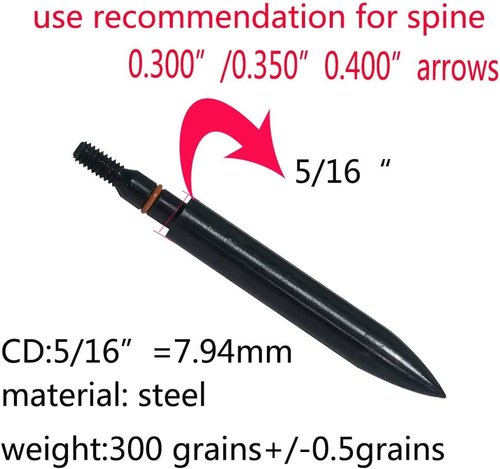 Field Points | Archery Arrowheads with Steel Screw Tips - 100/125/150/200/300 Grains (12 PCS)