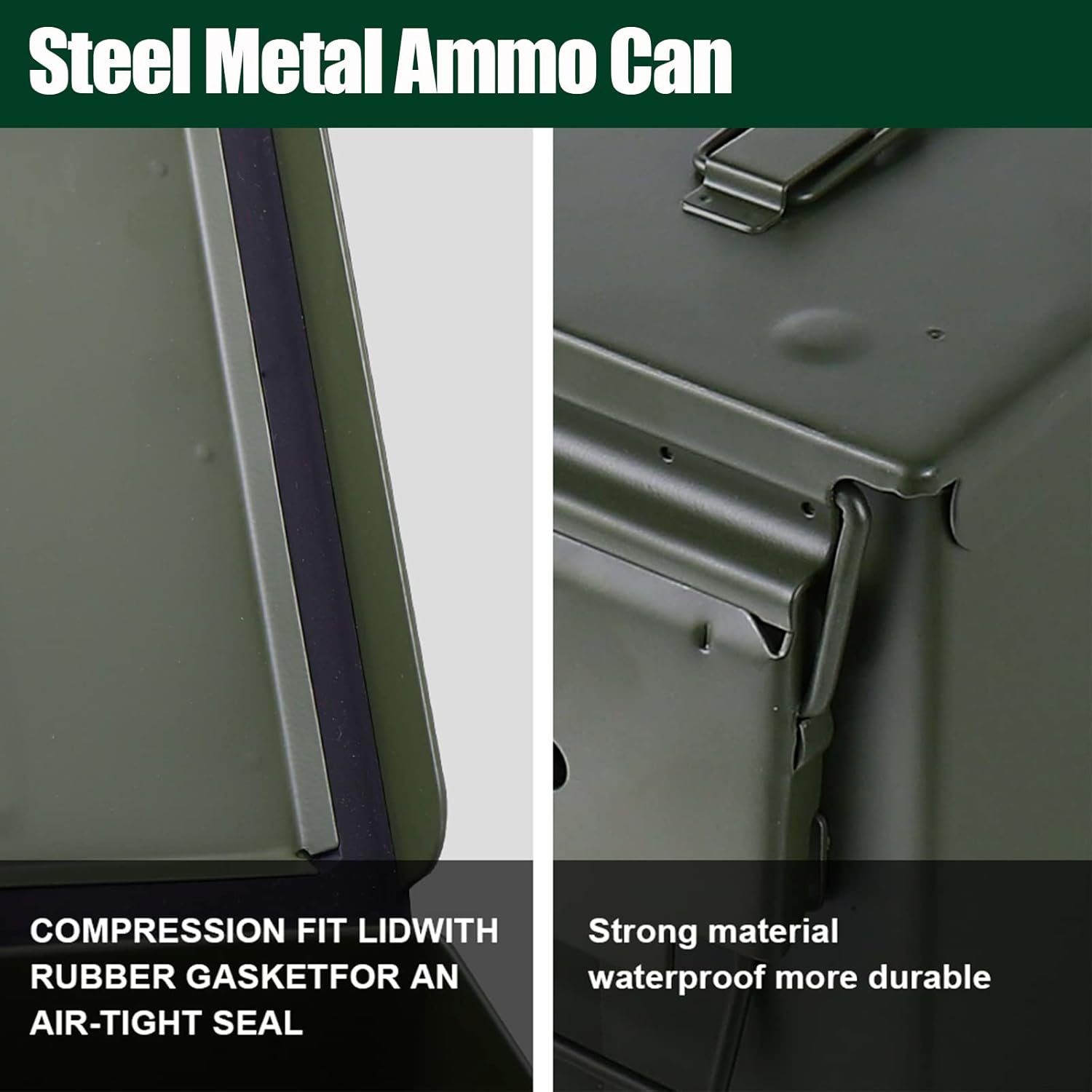 Steel Metal Ammo Can Case Set - 30 Cal & 50 Cal Military-Grade Storage Box for Shotgun & Rifle Ammo