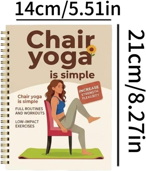 30-Day Chair Yoga Guide by Regine Switzerland - 60 Workouts for Weight Loss & Flexibility | Spiral Bound, 5.5x8.3 Inch, Beige