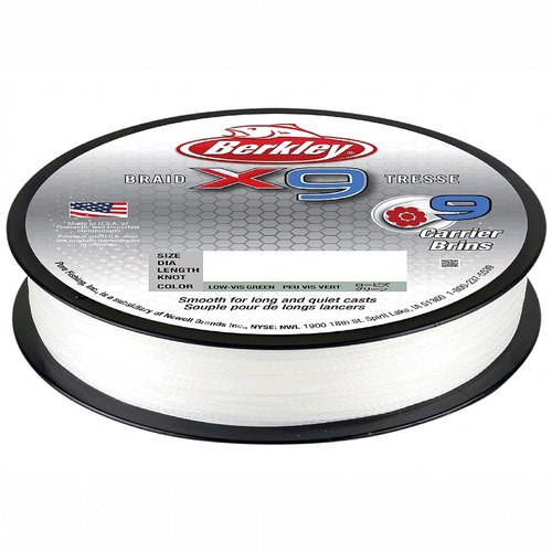 Berkley x9 Braid Superline, Low-Vis Green, 30lb test | 45 lbC | 20.6kg, 328yd | 300m Fishing Line, Suitable for Freshwater and Saltwater Environments