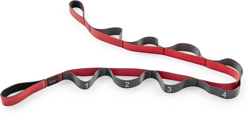 Sunny Health & Fitness Yoga Stretch Strap - 75" Durable Polyester with 8 Grip Loops for Flexibility & Therapy