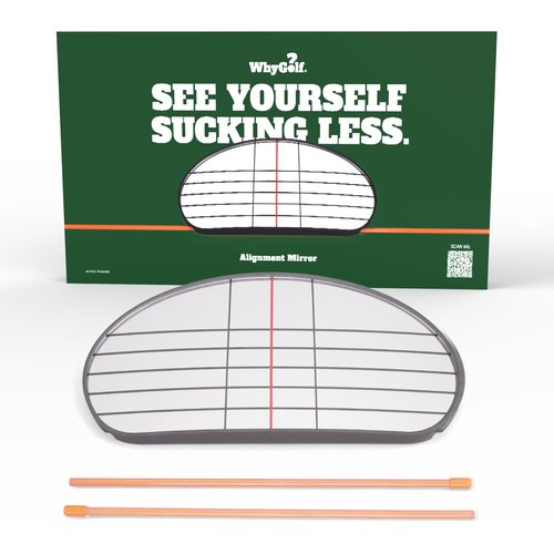 WHYGOLF Alignment Mirror with 2 Alignment Rods, Portable Golf Training Aid for Swing and Putting Practice, Indoor or Outdoor Golf Tool and Mirror Trainer for Consistent Setup and Backswing