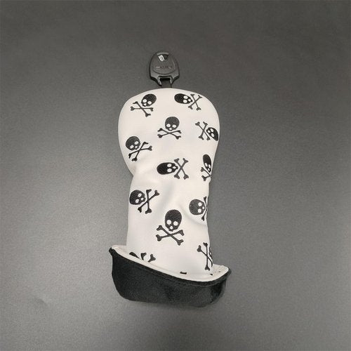 Small Skull and Crossbones Embroidery Golf Hybrid Club Headcover Skeleton UT Cover with Adjustable Number