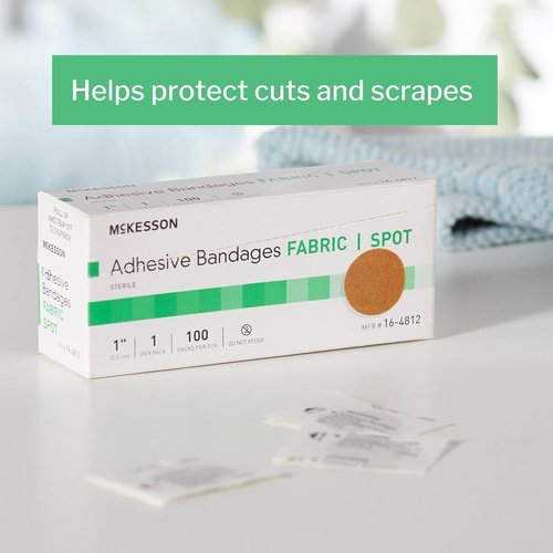 MCKESSON Adhesive Spot Bandage - Performance Fabric, 1" Diameter, Round Tan, Box of 100