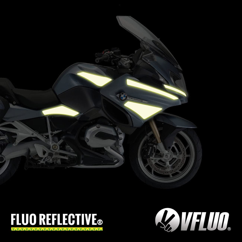 VFLUO - Reflective Sticker Sheet for Bike, Motorcycle, Scooter, Helmets, Stroller/Multi-use - DIY Adhesive board - FLUO REFLECTIVE - High Visibility - Discreet - Optimised adhesion
