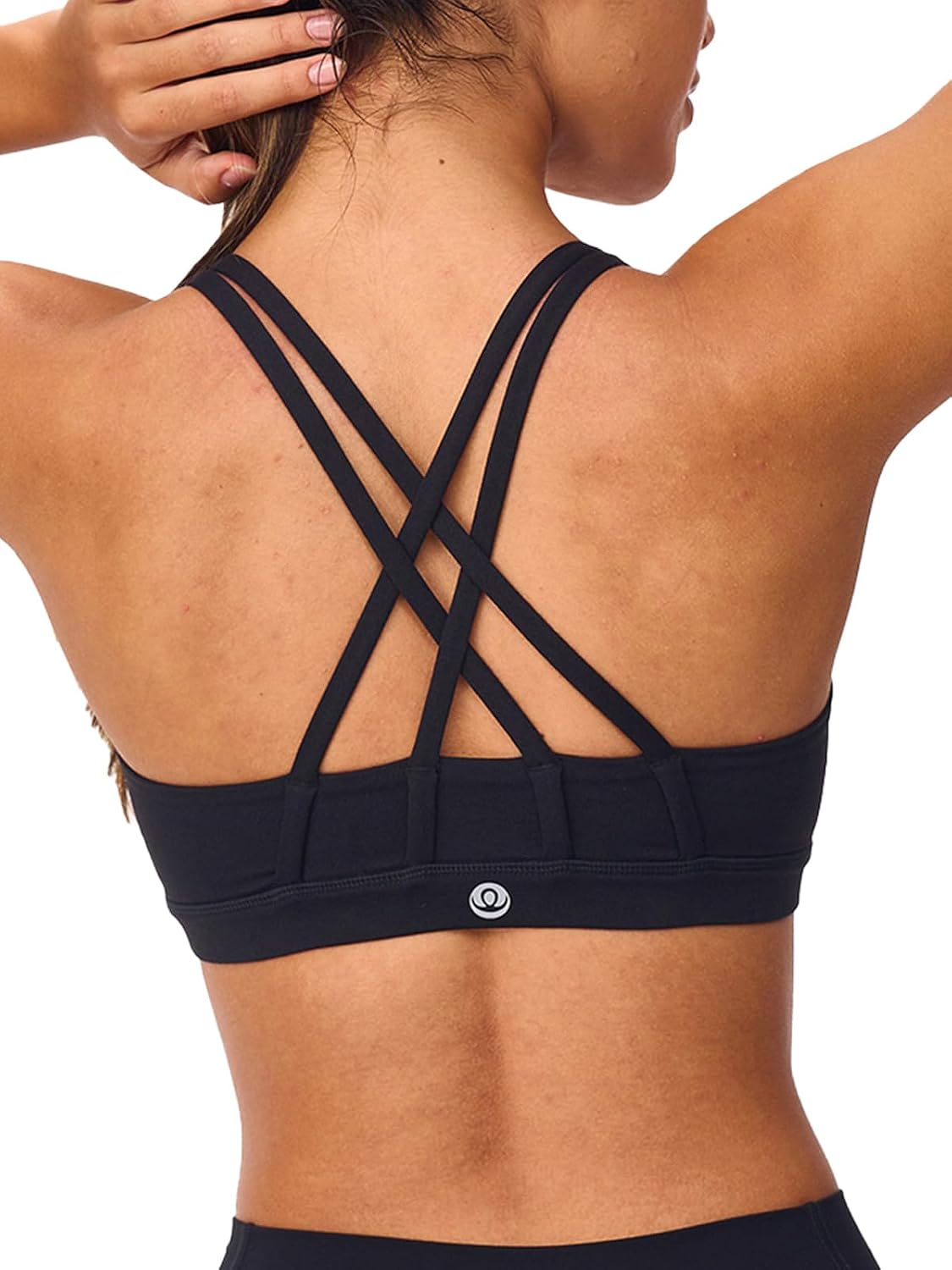 Skiennix Women's Strappy Sports Bra - Light Compression, Criss Cross Back, Padded Yoga Bra, Supportive U Neckline