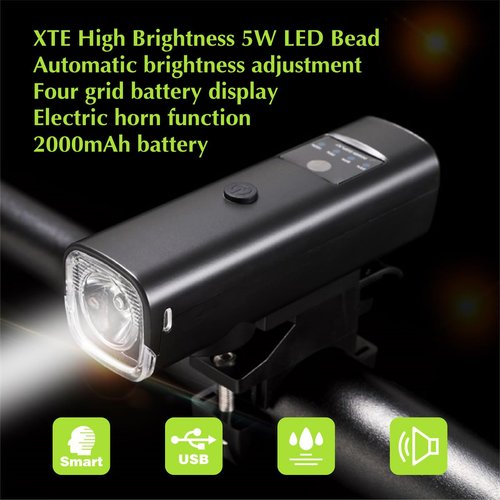 1200 Lumens Bike Lights Front and Back，LED USB Rechargeable Bicycle Light，Bicycle Headlights with Electric Horn，Super Bright Children's and Adult Bicycle Lights，Automatic dimming, 4+4 Lighting Mode