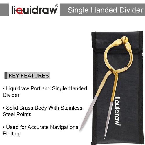 Liquidraw Portland Course Plotter with Marine Protractor & 8" Single-Handed Brass Divider | Nautical Navigation Tool Set for Chart Plotting, Measuring, Sailing | Clear Acrylic Ruler with Bold Markings