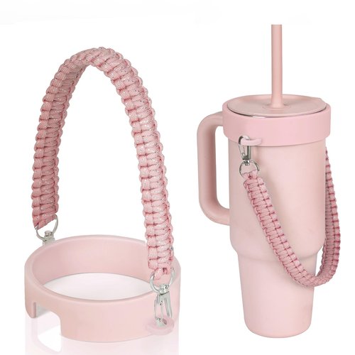 Greant Water Bottle Handle for HydroFlask Tumbler Handle 40oz & 32oz, Strap for HydroJug 40oz Tumblers, Tumbler Carrier for BruMate 40 oz, Light Pink
