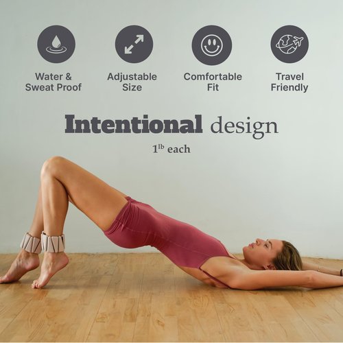 Movido Wrist and Ankle Weights | 1 lb each (2 per set) | Adjustable Workout Weights for Women and Men | Perfect for Yoga, Walking, Pilates, Hiking, Aerobics, Movement (Coconut)